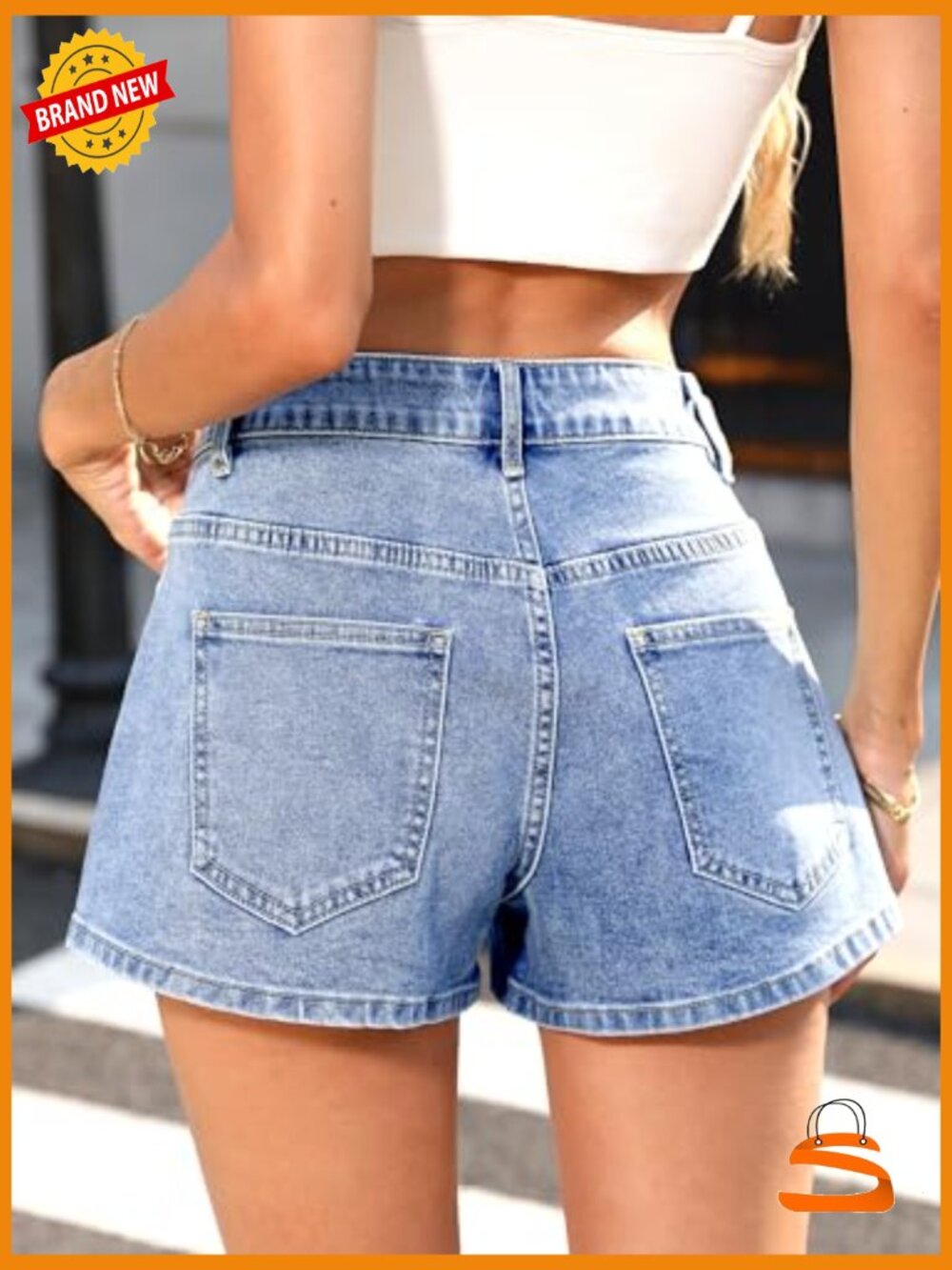 Baggy Jean Shorts A-Line High Stretchy Denim Jorts Casual Loose Fit - Picture 2 of 6